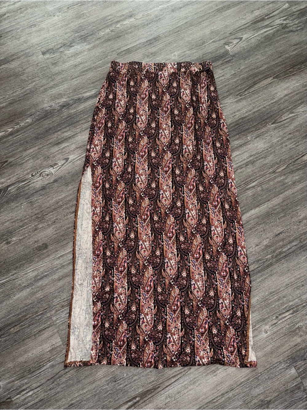 American Eagle Outfitters Brown & Pink Paisley Print Maxi Skirt